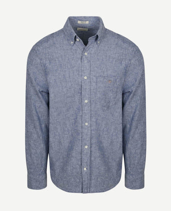 Overhemd cotton linen blauw