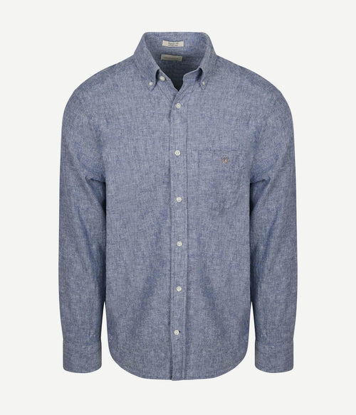 Overhemd cotton linen blauw