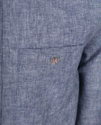 Overhemd cotton linen blauw
