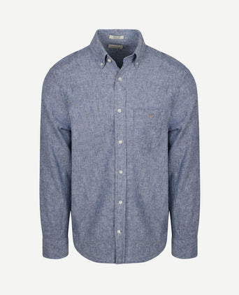 Overhemd cotton linen blauw