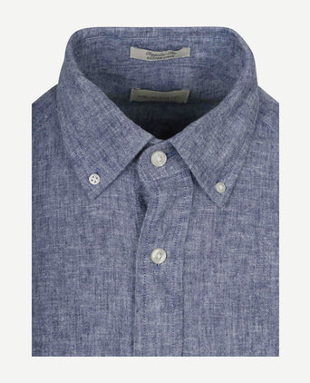 Overhemd cotton linen blauw