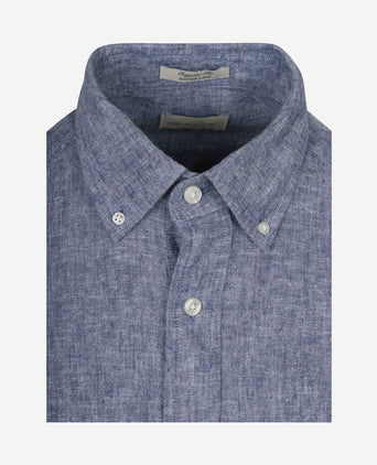 Overhemd cotton linen blauw