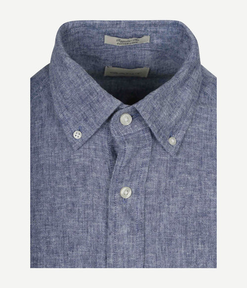 Overhemd cotton linen blauw