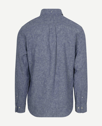 Overhemd cotton linen blauw