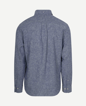 Overhemd cotton linen blauw
