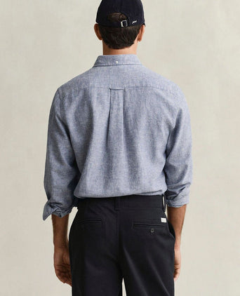 Overhemd cotton linen blauw