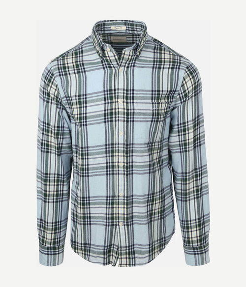 Gant overhemd flanel ruit blauw | Regular-fit