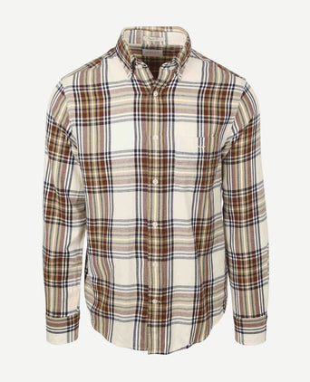Gant overhemd flanel ruit ecru | Regular-fit