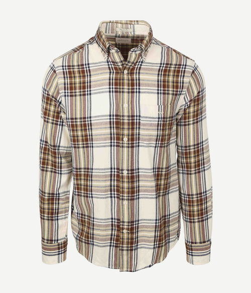 Gant overhemd flanel ruit ecru | Regular-fit