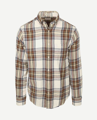 Overhemd flanel ruit ecru