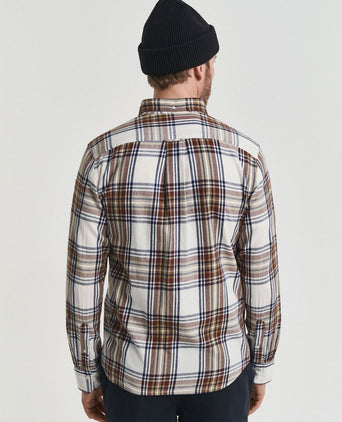 Gant overhemd flanel ruit ecru | Regular-fit