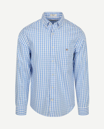 Overhemd gingham poplin classic blauw