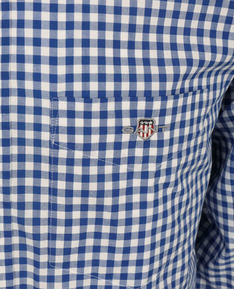 Overhemd gingham poplin college blauw