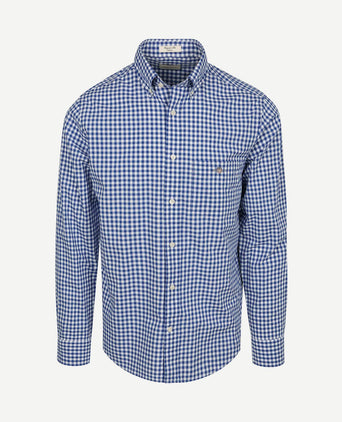 Overhemd gingham poplin college blauw