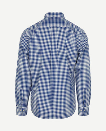 Overhemd gingham poplin college blauw