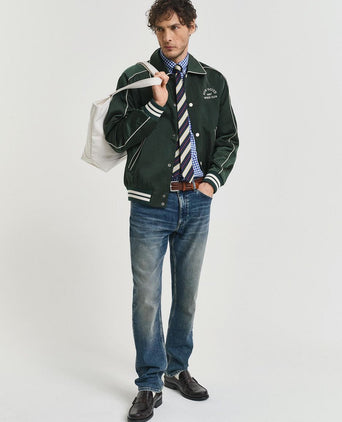 Overhemd gingham poplin college blauw