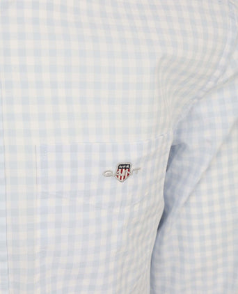 Overhemd gingham poplin college lichtblauw
