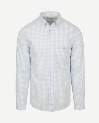 Overhemd gingham poplin college lichtblauw