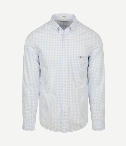 Overhemd gingham poplin college lichtblauw
