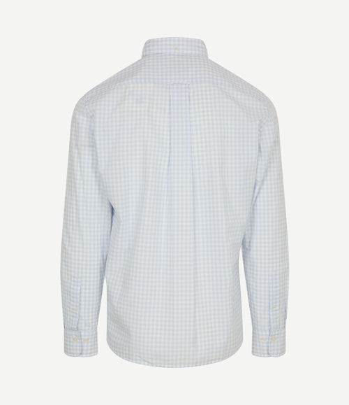 Overhemd gingham poplin college lichtblauw