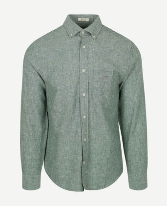 Gant overhemd linnen groen | Regular-fit