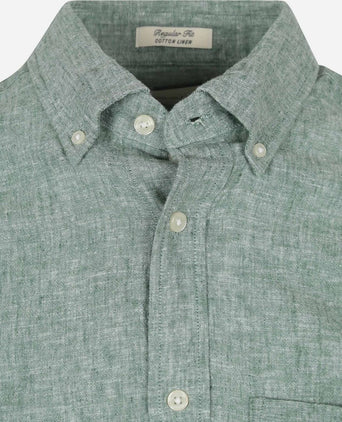 Gant overhemd linnen groen | Regular-fit