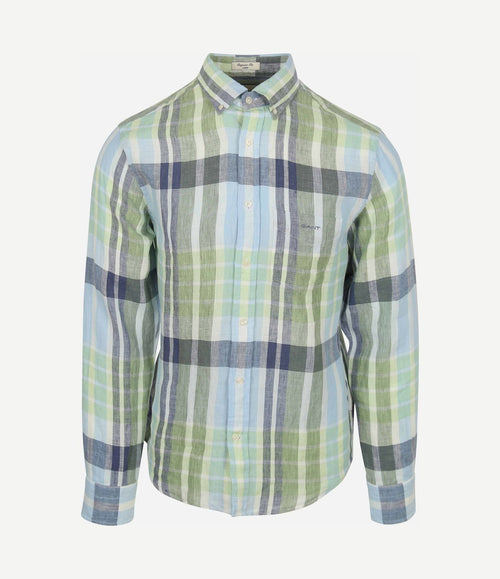 Overhemd linnen ruiten blauw groen