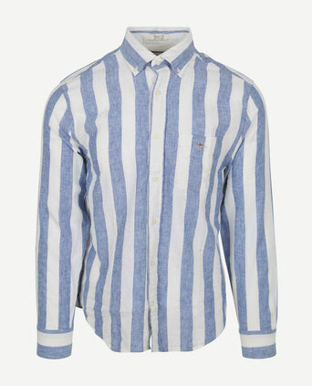 Gant overhemd streep bold linnen blauw | Regular-fit
