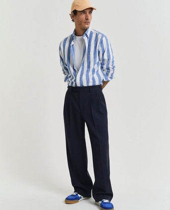 Gant overhemd streep bold linnen blauw | Regular-fit