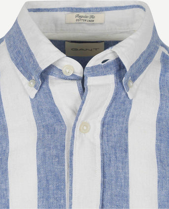 Gant overhemd streep bold linnen blauw | Regular-fit