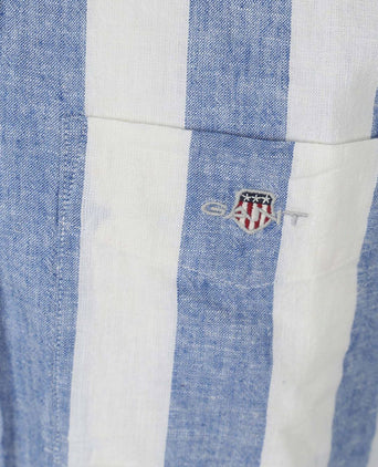 Gant overhemd streep bold linnen blauw | Regular-fit
