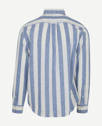 Gant overhemd streep bold linnen blauw | Regular-fit