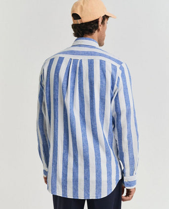 Gant overhemd streep bold linnen blauw | Regular-fit