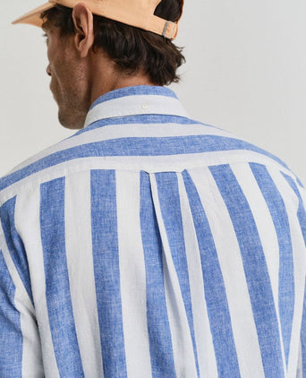 Gant overhemd streep bold linnen blauw | Regular-fit