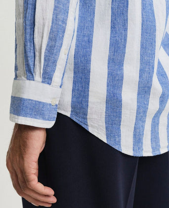 Gant overhemd streep bold linnen blauw | Regular-fit