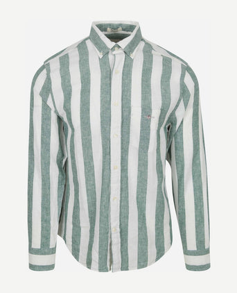 Gant overhemd streep bold linnen groen | Regular-fit