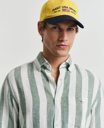 Gant overhemd streep bold linnen groen | Regular-fit
