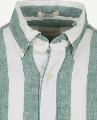 Gant overhemd streep bold linnen groen | Regular-fit