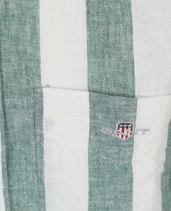 Gant overhemd streep bold linnen groen | Regular-fit
