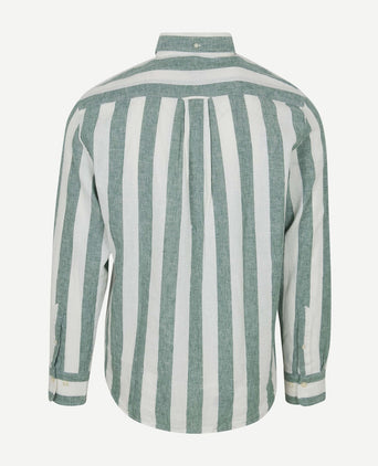Gant overhemd streep bold linnen groen | Regular-fit