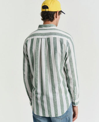 Gant overhemd streep bold linnen groen | Regular-fit