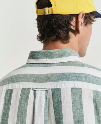 Gant overhemd streep bold linnen groen | Regular-fit