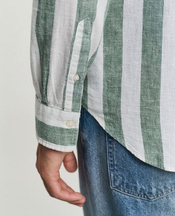Gant overhemd streep bold linnen groen | Regular-fit
