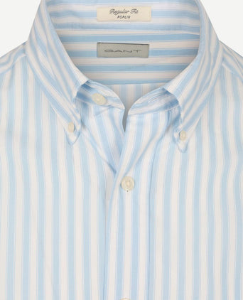 Overhemd stripe poplin classic blauw