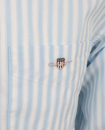 Overhemd stripe poplin classic blauw