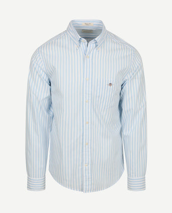 Overhemd stripe poplin classic blauw