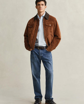 Overhemd stripe poplin classic blauw
