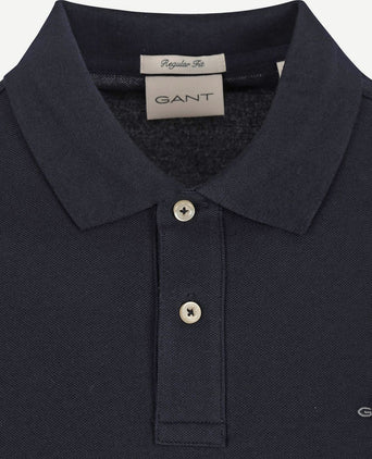 Shield piqué poloshirt donkerblauw