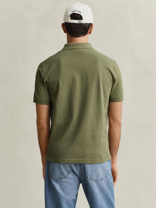 Contrast piqué poloshirt herb groen