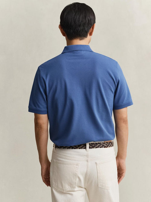 Contrast piqué poloshirt vintage blauw